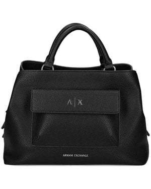 ARMANI EXCHANGE Pocket-Detail Tote Bag - Black
