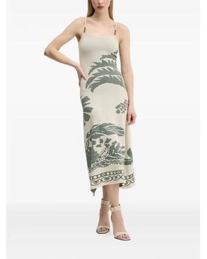 Desigual Marsella Midi-Jurk Met Palmtextuur - Naturel