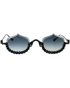 Anna Karin Karlsson Crystal Meringue Half-Rim Design Sunglasses - Blue