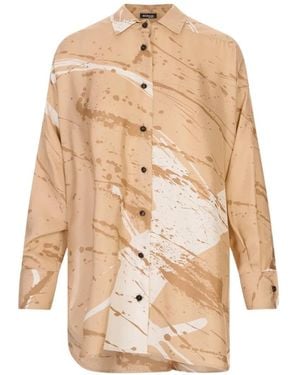 Kiton Abstract-Print Oversized Shirt - White