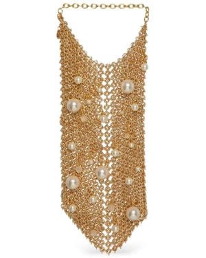 Silvia Gnecchi Pearl Embellished Mesh Shoulder Bag - White