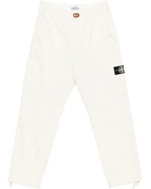 Stone Island Logo Cotton Trousers - White