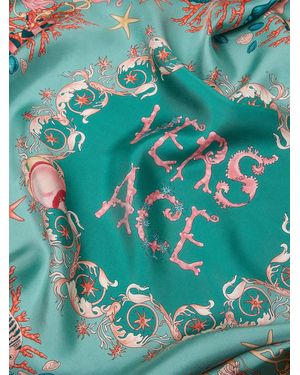 Versace Underwater Barocco Silk Scrunchie in Blue | Lyst