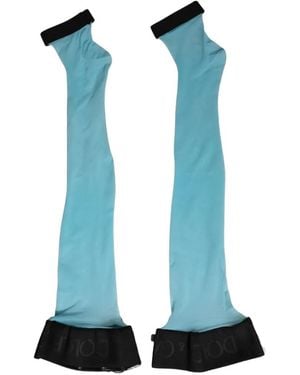 Dolce & Gabbana Logo-Waistband Thigh-High Socks - Blue