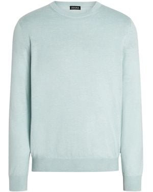 ZEGNA Melierter Pullover Mit Rundem Ausschnitt - Blau