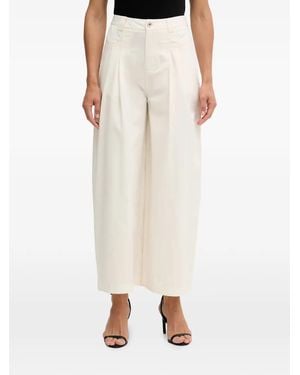 Sisley Pleated Wide-Leg Trousers - Natural