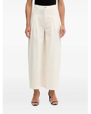 Sisley Pantalon Ample À Design Plissé - Natural