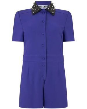 Moschino Stud-Embellished Collar Playsuit - Purple
