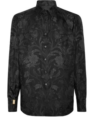 Billionaire Baroque-Print Shirt - Black