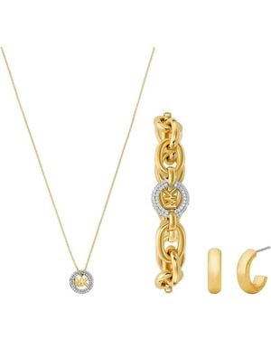 Michael Kors Logo-Plaque Necklace (Set Of Three) - Metallic