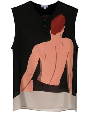Amir Slama Graphic-Print Silk Tank Top - Black