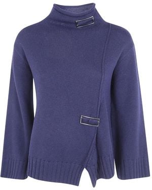 Pierantoniogaspari Asymmetrischer Pullover Mit Schnalle - Blau
