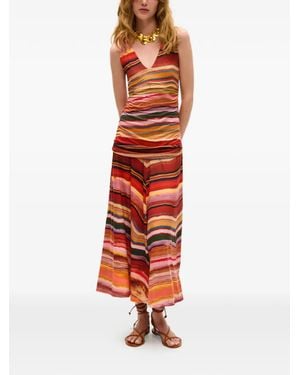 Carolina K Regina Marble-Print Ruched Dress - Red