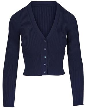 Jonathan Simkhai Cardigan Côtelé Ailany À Col V - Bleu