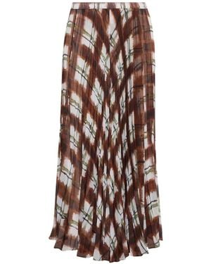 Cara Cara Otta Pleated Plaid Maxi Skirt - Brown