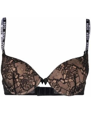DSquared² Icon-Strap Lace Bra - Brown