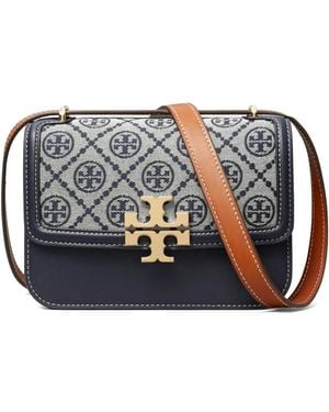 Tory Burch Eleanor T Monogram キャンバス ショルダーバッグ S - ブルー