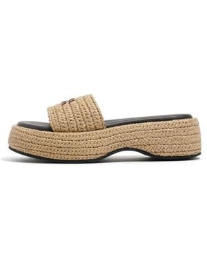 Bimba Y Lola Raffia Platform Sandals - White