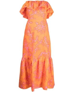 RHODE Robe Volanté Thea À Imprimé Coreil - Orange