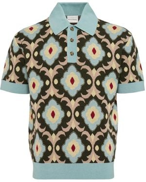 Drole de Monsieur Geometric-Pattern Polo Shirt - Green