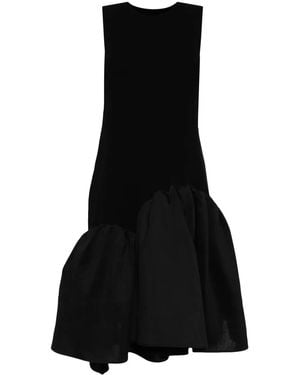 JNBY Asymmetric Patchwork Cotton Midi Dress - Black