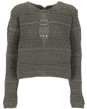 The Erose Jersey De Punto Calado Con Efecto Metalizado - Gris