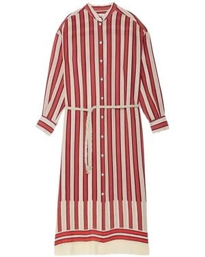 Ottod'Ame Striped Belted Shirt Dress - Red