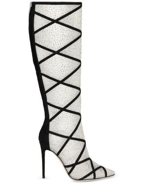 Gianvito Rossi Confetti Suede Embellished Boots - White