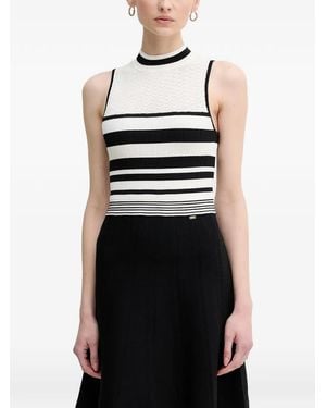 GAUDI Striped Sleeveless Mini Dress - Black