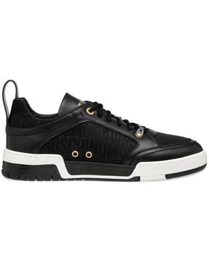 Moschino Logo Leather Trainers - Black