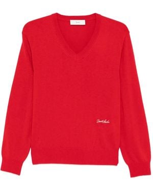 DUNST Jersey con logo y cuello en V - Rojo