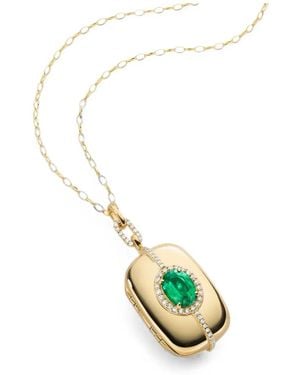Monica Rich Kosann Emerald And Diamond Locket-Pendant Necklace - Metallic