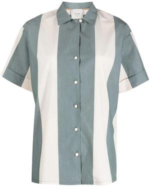 Alysi Maxi Striped Cotton Shirt - Blue