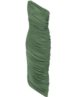 Norma Kamali Gathered One-shoulder Dress - Women's - Polyester/spandex/elastane - Green