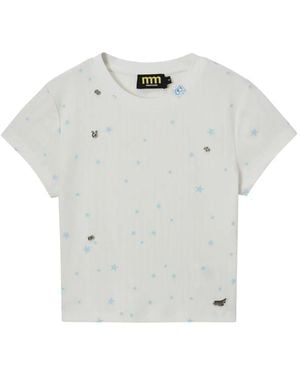 Mini Cream T-Shirt Crop À Imprimé Étoile - Grey