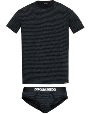 DSquared² Logo-Print Lounge T-Shirt And Briefs Set - Black