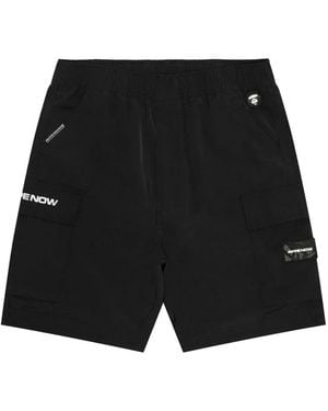 Aape By A Bathing Ape Moonface Logo Cargo Shorts - Black