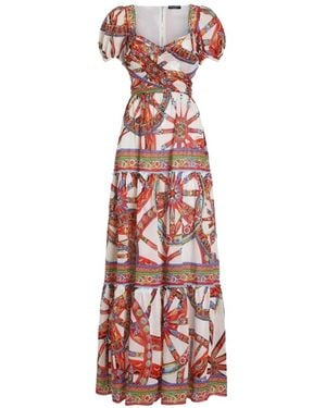 Dolce & Gabbana Carretto-Print Long Dress - White