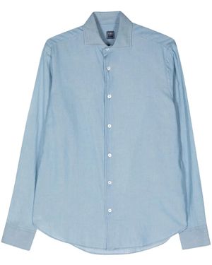 Fedeli Classic-Collar Cotton Shirt - Blue