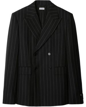 Burberry Pinstripe Wool Blazer - Black