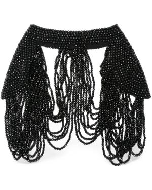 forte_forte Bead-Embellished Draped Necklace - Black