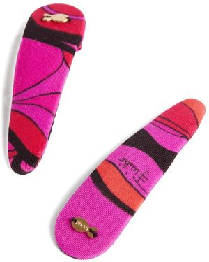 PUCCI Orchidee-Print Hair Clip Set - Pink