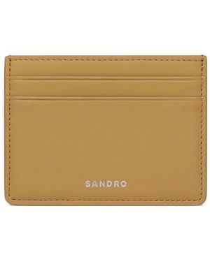 Sandro Leather Logo Card Holder - Natural