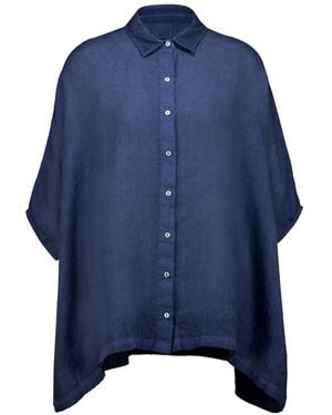 120% Lino Linen Short-Sleeve Shirt - Blue