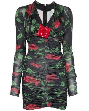 Blumarine Robe Courte À Fronces - Green