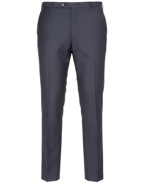 Isaia Pressed-Crease Tailored Trousers - Blue