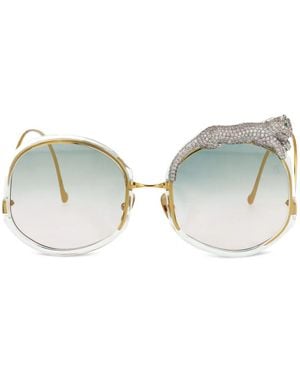 Anna Karin Karlsson Lunettes De Soleil À Monture Papillon Ornées De Diamants - Métallisé