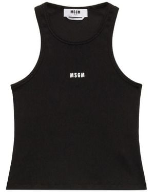 MSGM Logo-Detail Ribbed Tank Top - Black