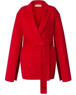 Alberta Ferretti Blazer Croisé À Taille Ceinturée - Rouge