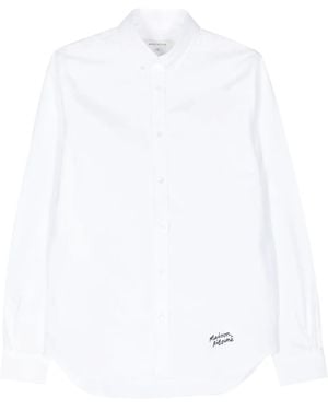 Maison Kitsuné Logo-Embroidered Cotton Shirt - White